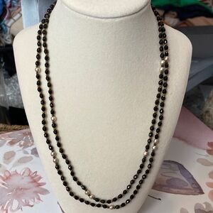 Miriam Haskell Black and Pearl Beaded Necklace